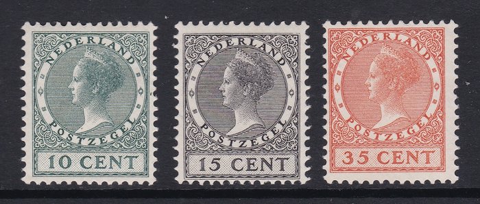 Hollandia 1924/1924 - Wilhelmina királynő kiállítási bélyegek, NVPH 136/138 MNH - Koningin Wilhelmina tentoonstellingszegels, NVPH 136/138