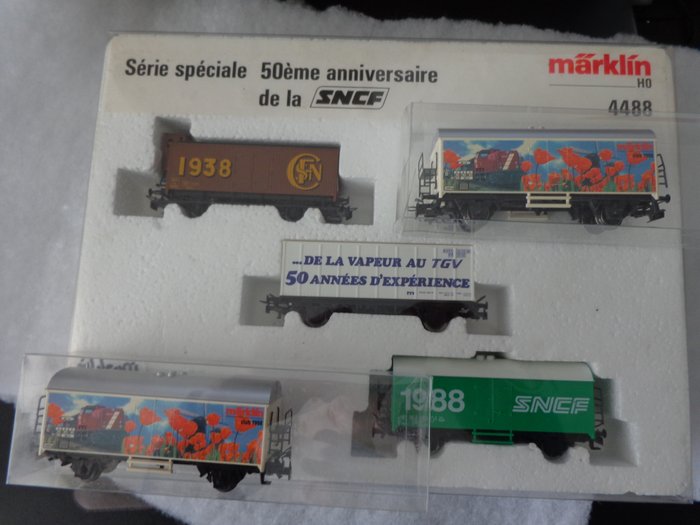 Märklin H0 - 4488/4415 - Modellbahn-Güterwagen (5) - 5 Güterwagen - NS, SNCF