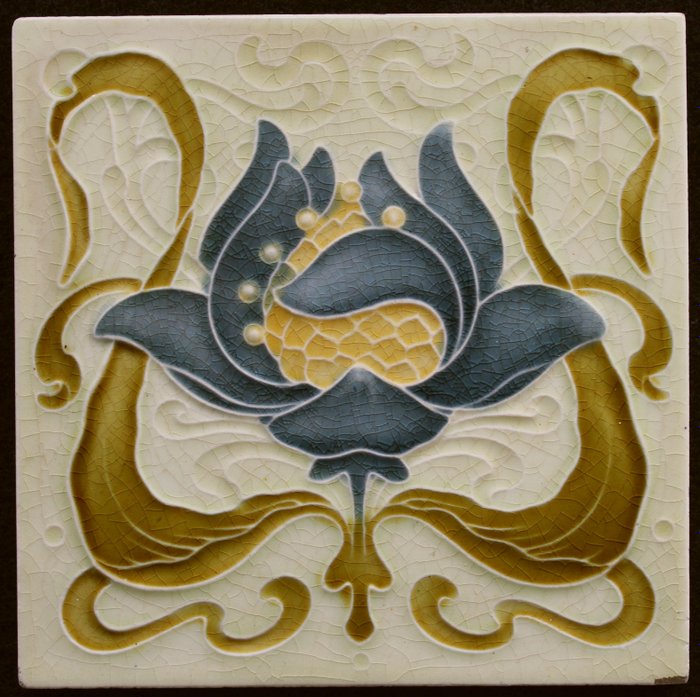 Art Nouveau Tile - floral - The Malkin Tile Works - Art Nouveau - 1900-1910 