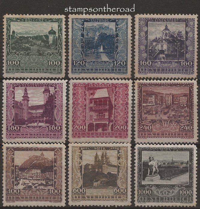 奥地利 1923 - 全套 9 张新邮票无铰链 **/ - Michel nr. 433-441 - Unificato 304-312
