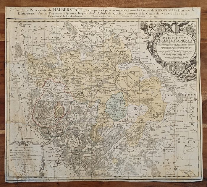 Germania, Mappa - Regno di Prussia - Principauté de Halberstadt, y compris les pays incorporés, la Comté de Reinstein etc. - 1721-1750