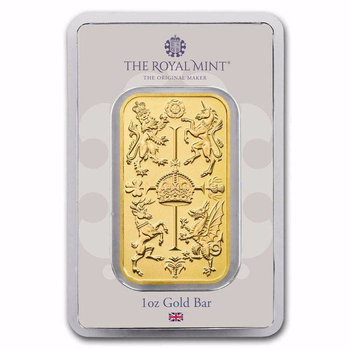 1 Troy Ounce - Gold .999 - 1 oz The Royal Mint Royal Celebration 9999 Gold Bar - Versiegelt