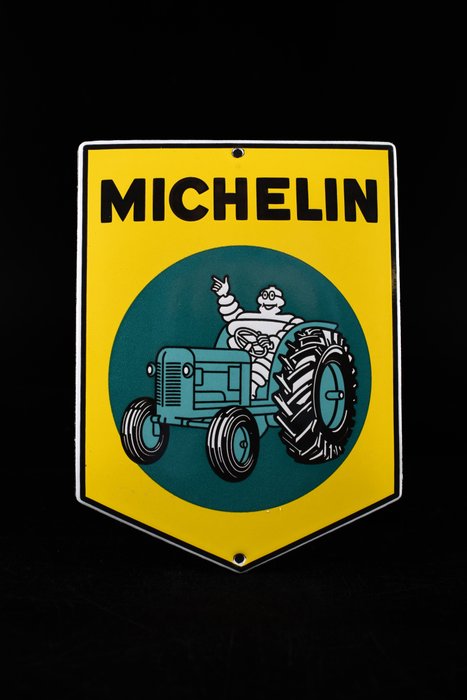Sinal - Placa de revendedor estilo vintage "trator" Michelin para Mancave - Michelin - Esmalte