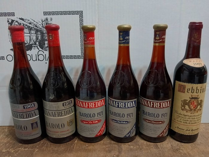 1971 La Villa, La Delizia, Lazzarito, 1964, 1971 Fontanafredda Barolo & 1967 Terre del Barolo Nebbiolo - Piemonte DOCG - 6 Bottiglie (0,75 L)