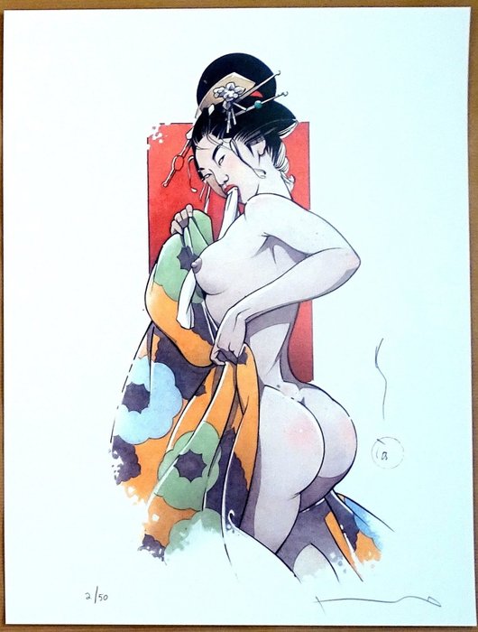 Michetz, Marc - 1 Offset Print - La Geisha se dénude