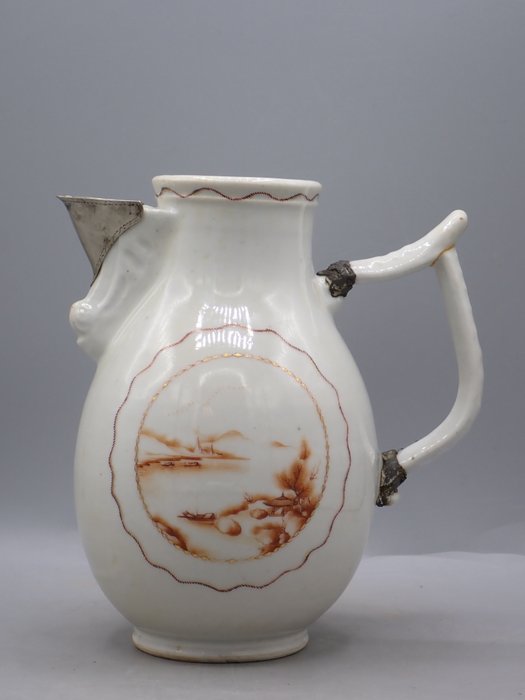 壶 - Large jug with landscape decoration - 瓷