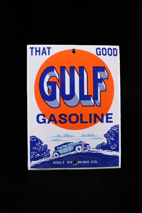 Sign - Gulf gasoline; enamel sign; 2000s