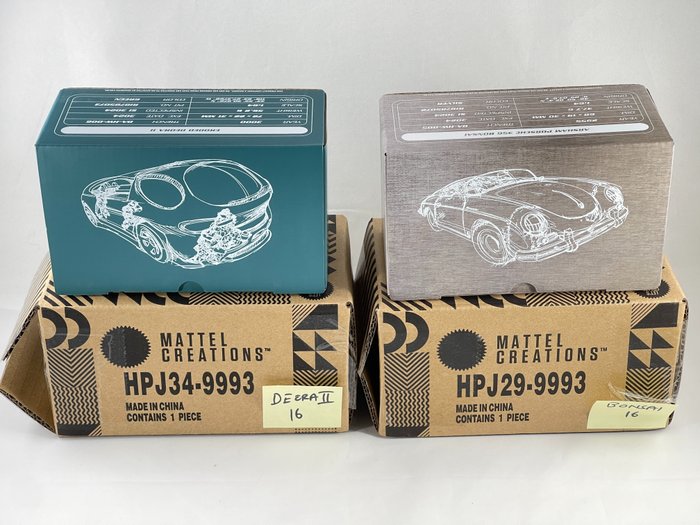 Hot Wheels, Mattel 1:64 - 模型汽车 - Hot Wheels Daniel Arsham Eroded Deora II & Porsche 356 “Bonsai” Speedster