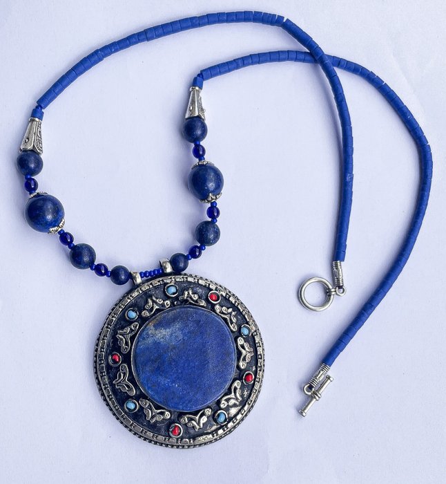 Sans Prix de Réserve - Collier Argent allemand vintage Lapis-lazuli 