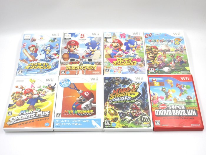 Nintendo - Mario ＆ Sonic Vancouver Beijing London Olympics Party Sports MIX Tennis GC Strikers Charged Japan - Nintendo Wii - Set de videojuegos (8) - En la caja original