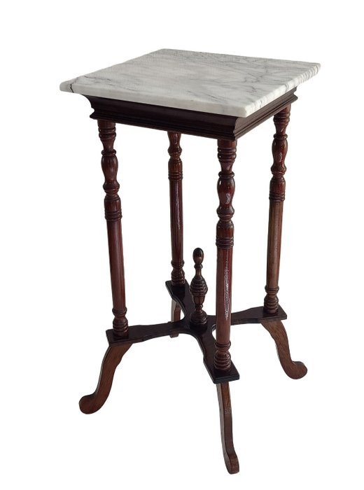 Stolik Gueridon - stolik boczny, stolik na rośliny - Mahoń, Marmur