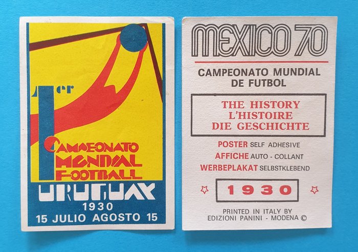 Panini - Mexico 70 World Cup - Uruguay 1930 Poster - International Edition with backing paper - 1 Sticker