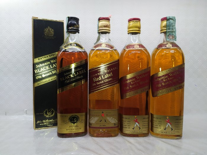 Johnnie Walker - Red Label & 12 years old Black Label Extra Special  - b. anii `90 - 70 cl - 4 sticle