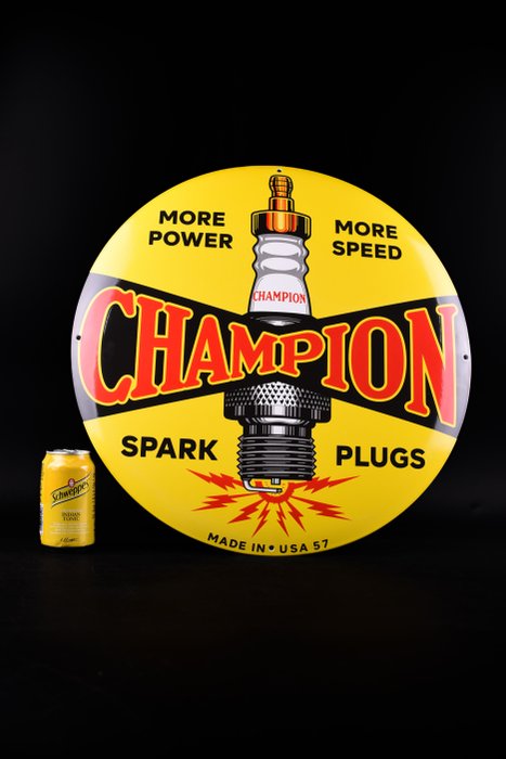 Sign - Champion - XL Champion "spark plugs"; enamel; 500mm