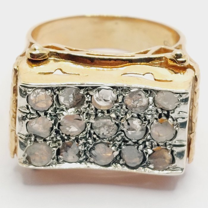 No Reserve Price - Ring - 9 kt. Silver, Yellow gold 