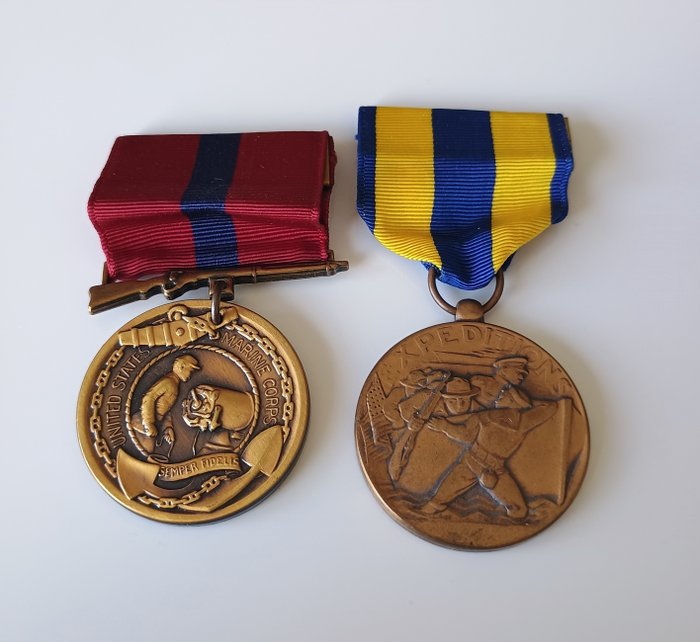 美國 - 獎牌 - Marine Corps Good Conduct Medal, US Navy Expeditionary Medal