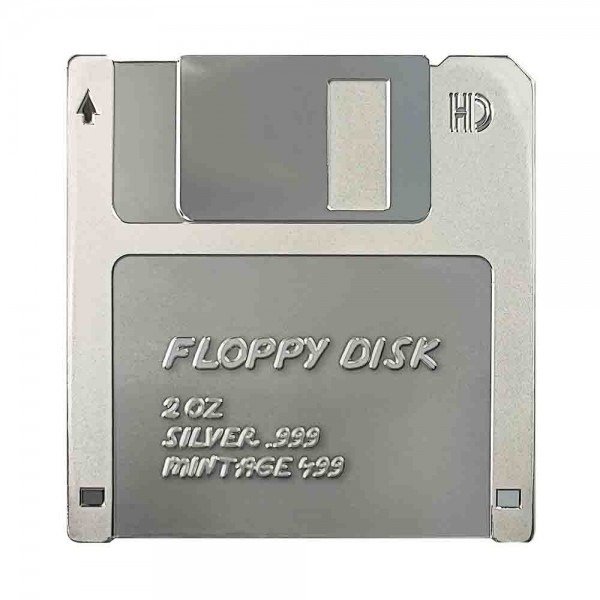 紐埃. 2 Dollars 2024 Floppy Disk TechStalgic Silver Coin, 2 Oz (.999)