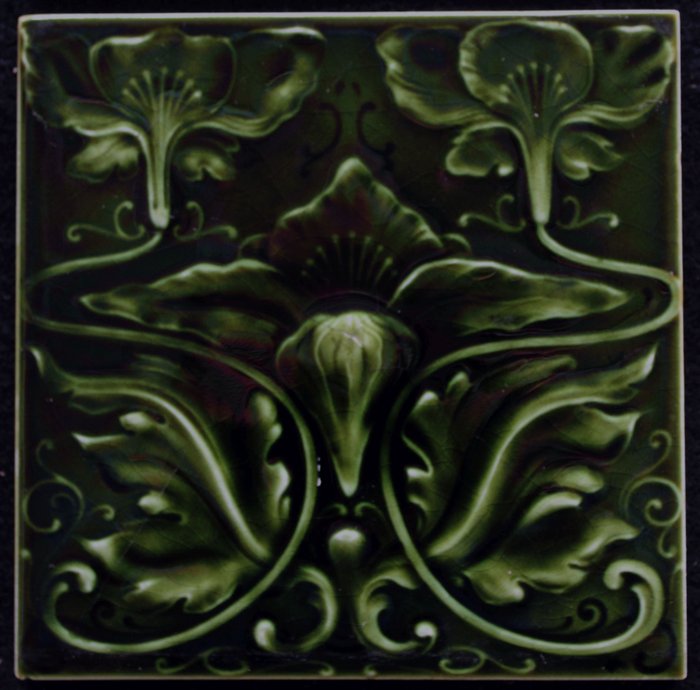 Jugendstil 瓷磚 - 花卉裝飾 - H. Richards - 新藝術風格 - 1900-1910 