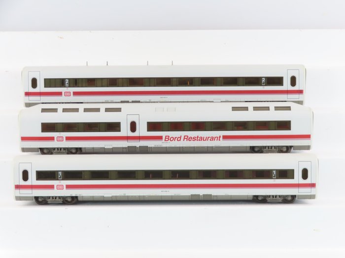 Fleischmann H0 - 4444K/4443K/4445K - Carrozza passeggeri di modellini di treni (23) - 2 carrozze intermedie ICE; 1a e 2a classe e Ristorante Bord - DB