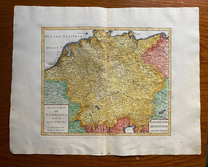 Europa, Karta - Tyskland; Isac Tirion - Nuova carta della Germania divisa in 10 circoli, Amsterdam Da Isac Tirion - 1721-1750