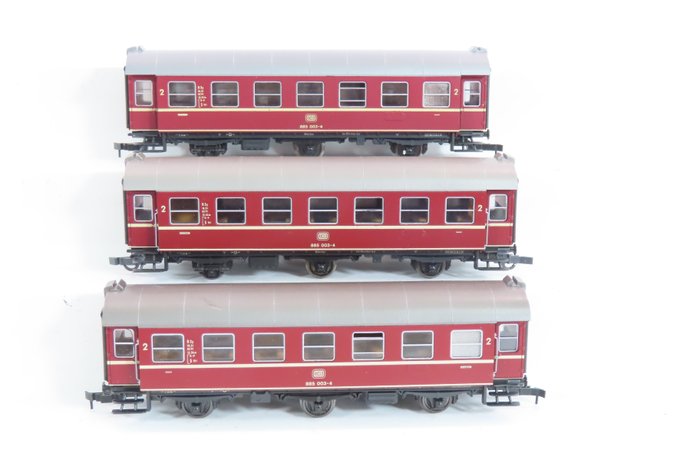 Roco H0 - 4214A - Carrozza passeggeri di modellini di treni (3) - 3 "Umbauwagen" a tre assi di 2a classe - DB