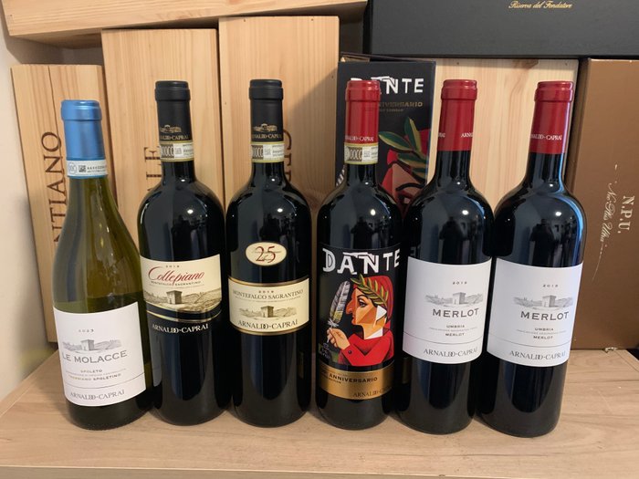 Arnaldo Caprai: 2019 25 Anni, 2019 Collepiano, 2018 x2 Merlot, 2019 Dante 4 Love & 2023 Trebbiano - Umbria - 6 Bottles (0.75L)