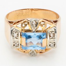Zonder Minimumprijs – Ring – 18 karaat Geel goud Diamant – Spinel
