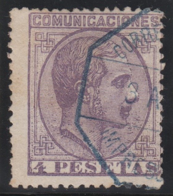Spania 1878 - Alfonso al XII-lea. 4 pesete, violet. - Edifil 198
