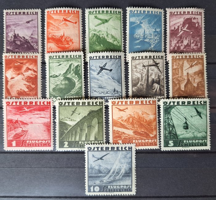 奧地利 1935 - 航空郵件系列 - Michel 598-612