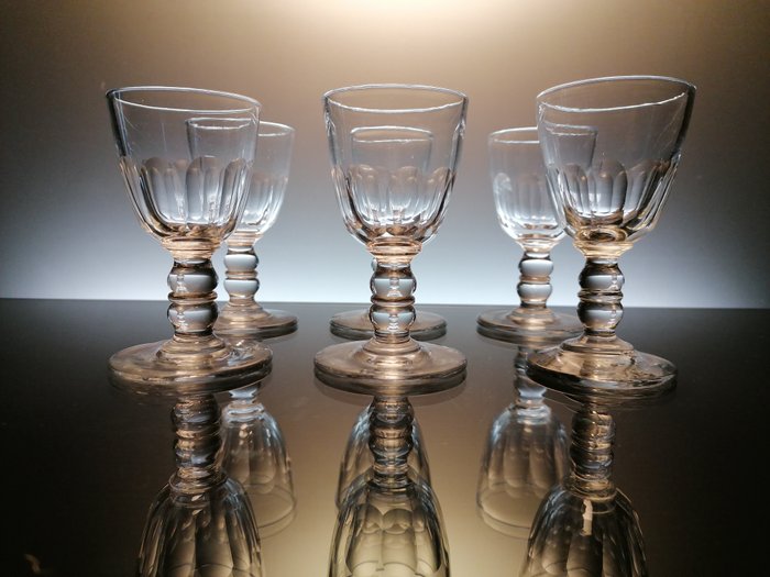 Baccarat - Saint Louis - Tafelservies (6) - port/wine  glasses "Gondole, Côtes plates" - Kristal
