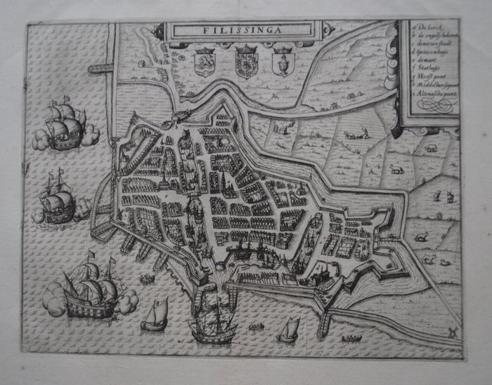 Niederlande, Stadtplan - Vlissingen; L. Guicciardini - Filissinga - 1601-1620