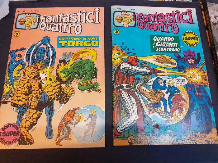Fantastici Quattro n. 189 e 190 (Editoriale Corno) - con adesivi ancora attaccati - 2 Comic - Første utgave - 1978