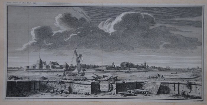 Pays-Bas, Plan de ville - Zeeland, Sluis; J.C. Philips - De Stad Sluis - 1721-1750