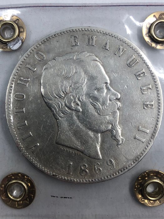 Italië, Koninkrijk Italië. Vittorio Emanuele II di Savoia (1861-1878). 5 Lire 1869 - Milano  (Zonder Minimumprijs)