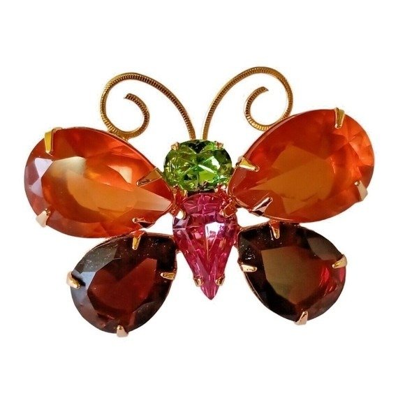 Joan Rivers  colorful Butterfly limited edition - Kultasilattu - Rintaneula