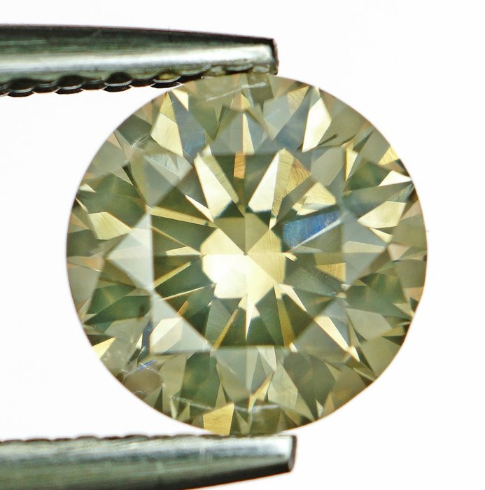 钻石 - 1.01 ct - 圆形明亮式 - Natural Fancy Intense Yellowish Greenish Brown - No Reserve - SI1 微内含一级