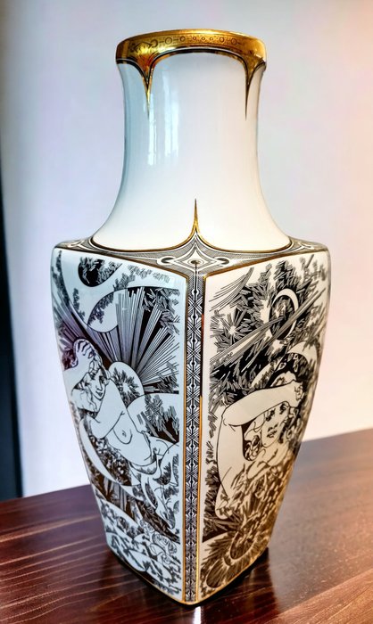 Hollohaza Vintage Vase - Laszlo Jurcsak - Vase -  5004 Vier Jahreszeiten  - Porzellan