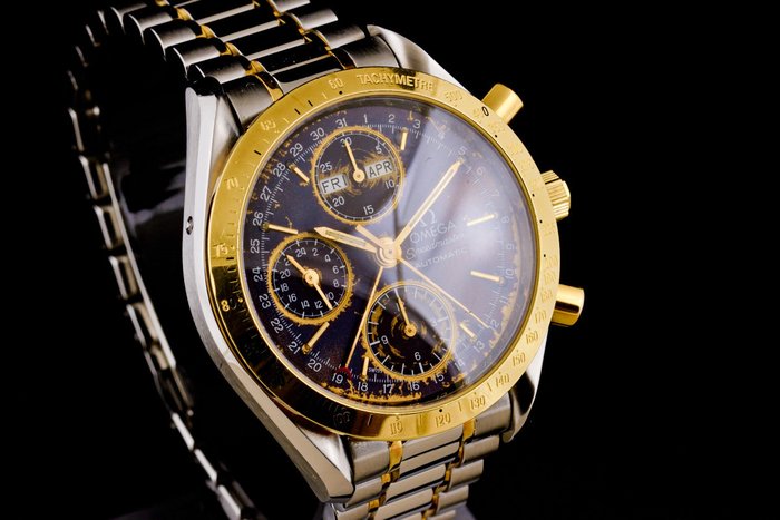 Omega - Speedmaster Gold/Steel Chronograph Triple Date Tropical Dial - "NO RESERVE PRICE" - Nincs minimálár - 3321.80 - Férfi - 1990-1999
