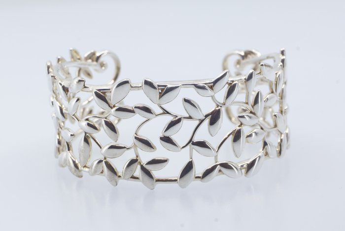 Tiffany & Co. - 有开口手链 - Olive Leaf Cuff - Medium - New, Full set 银 