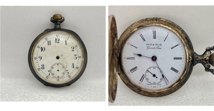 Uhr  (2) - antik schweizer Spiral Breguet / Holy Freres Grand Prix Moeris -   Silber - 1900-1910