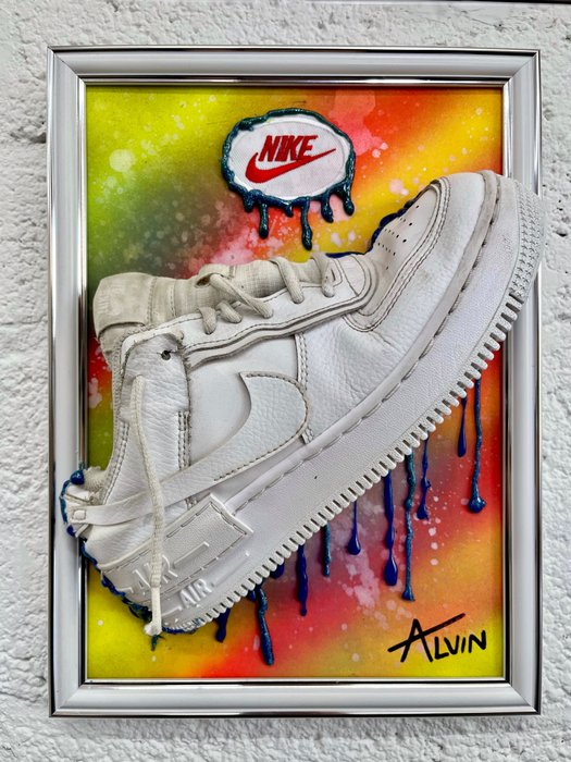 Alvin Silvrants (1979) - Nike Air Force 1 “Shadow” 3D sneaker art in frame