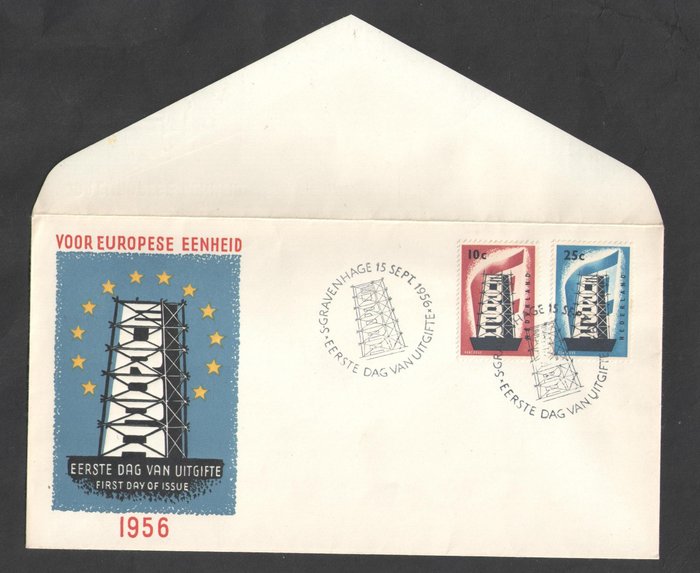 Alankomaat 1956 - FDC Europen postimerkit
