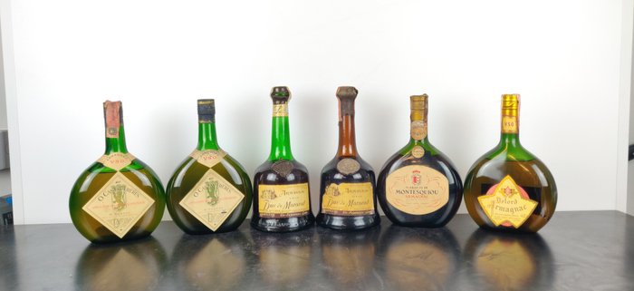 Delord, Duc de Maravat, Marquis de Montesquiou, Castay Frères - Various Armagnac  - b. Anni ‘60, Anni ‘70 - 70cl, 75cl - 6 bottiglie