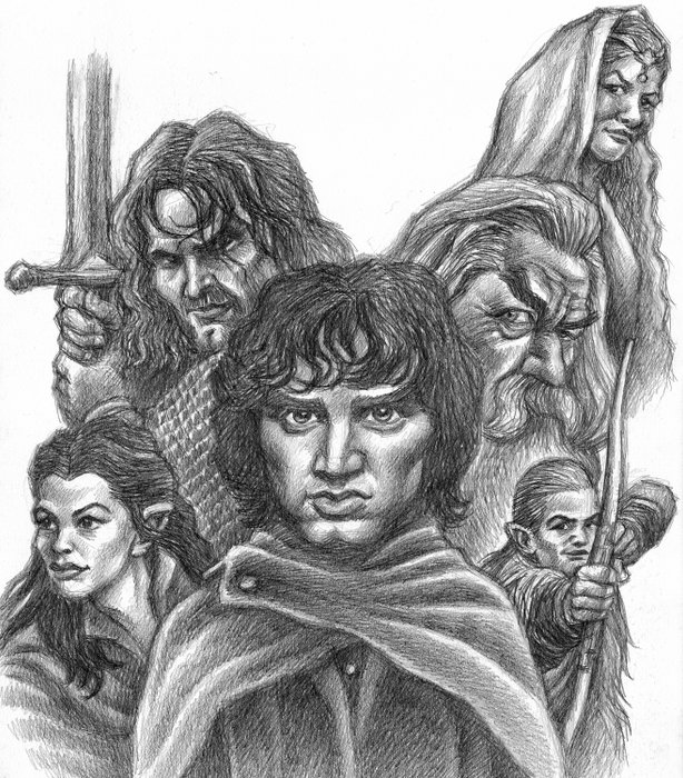 Joan Vizcarra - Lord of The Rings - 46 x 35 cm  - Original Drawing - Pencil Art