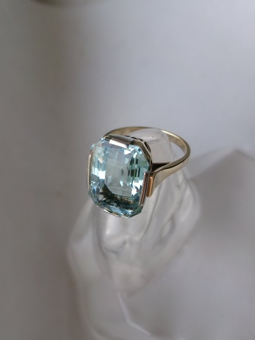 Art Deco - 戒指 - 14 克拉 黃金 海藍寶石 