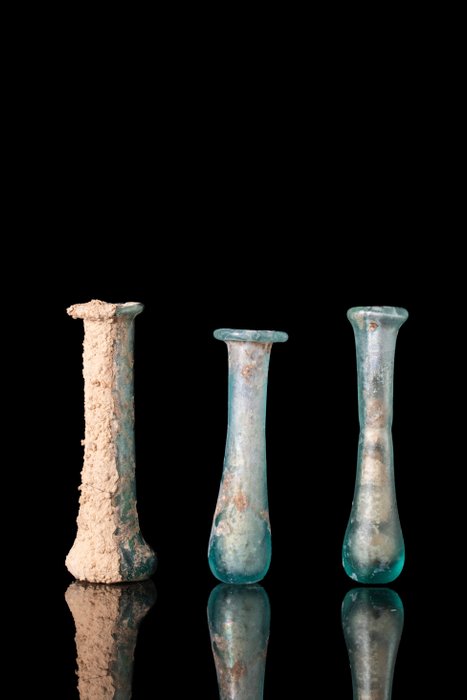 Αρχαία Ρωμαϊκή Ομάδα γυάλινων μπουκαλιών (3)