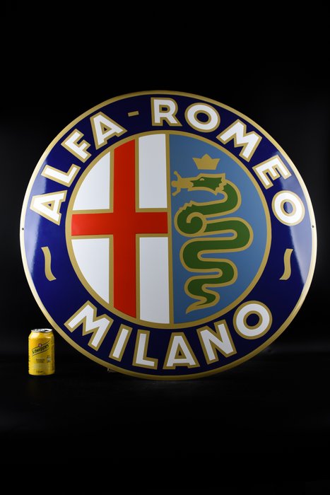 Sign - Alfa Romeo - XXL Alfa Romeo MILANO enamel sign, 780mm