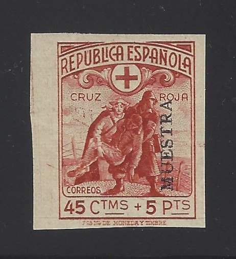 Spanien 1934/1938 - Rotes Kreuz – nicht gekennzeichnet – Probe – nicht katalogisiert - Edifil Esp. 767sm