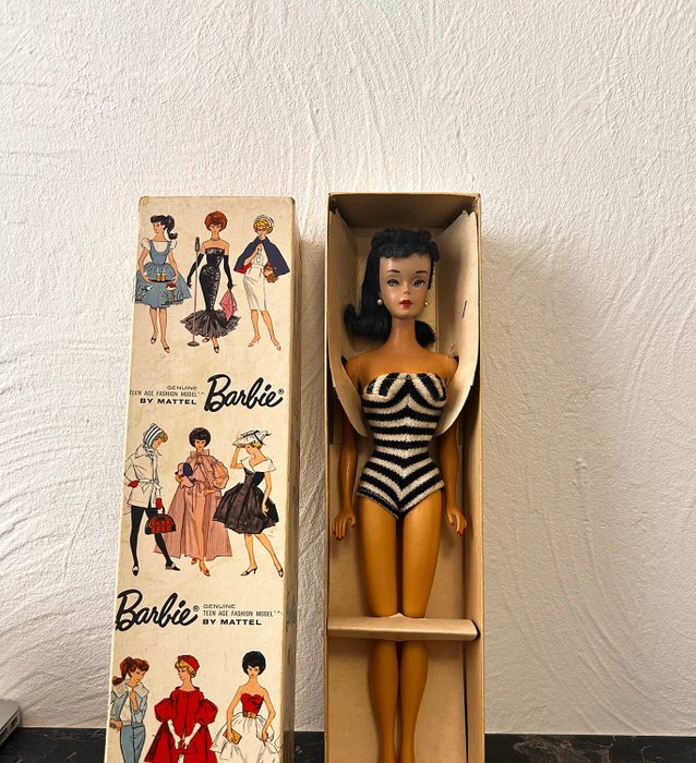 Mattel  - Păpușă Barbie Ponytail Numéro 3 Brune Cheveux en Mohair - 1950-1960