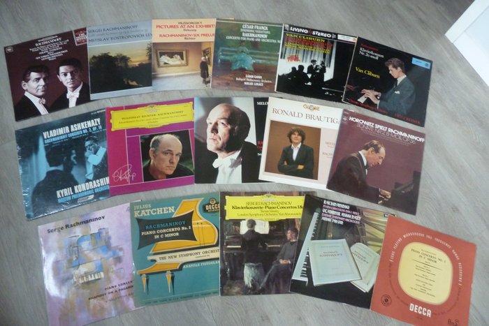Classic lot with 16 albums of Sergei Vasilyevich Rachmaninoff - Concerts for piano and orchestra no 1, 2 & 3 - Preludes - Cello Sonatas - Rhapsody on a Paganini - Diverse Titel - LP - 1955